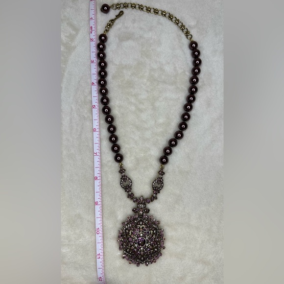 Heidi Daus Purple Beaded and Crystal Locket Chocker - Picture 6 of 6